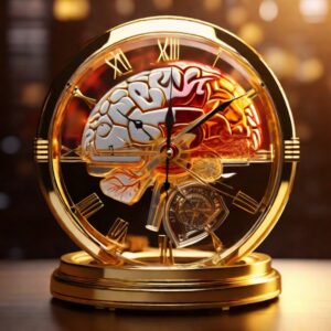 Human brain in a clock